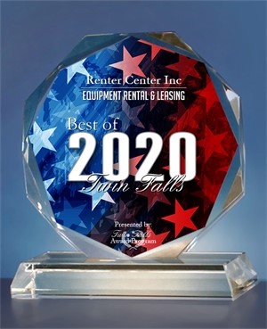 Best of Twin Falls 2020 award given to Renter Center for equipment rental and leasing.